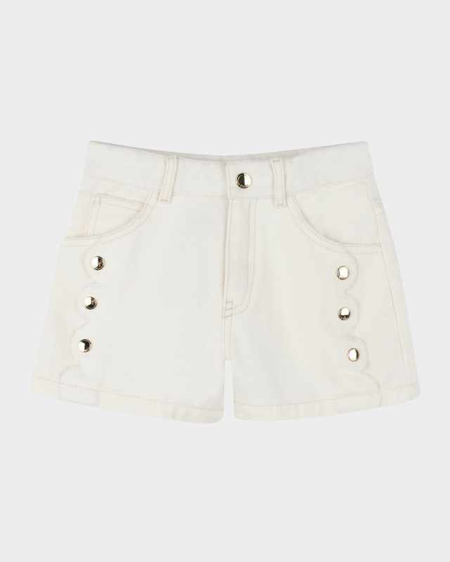 Girl's Denim Studded Shorts, Size 8-14